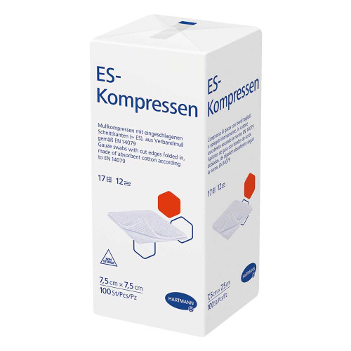 ES-KOMPRESSEN unsteril 7,5x7,5 cm 12fach