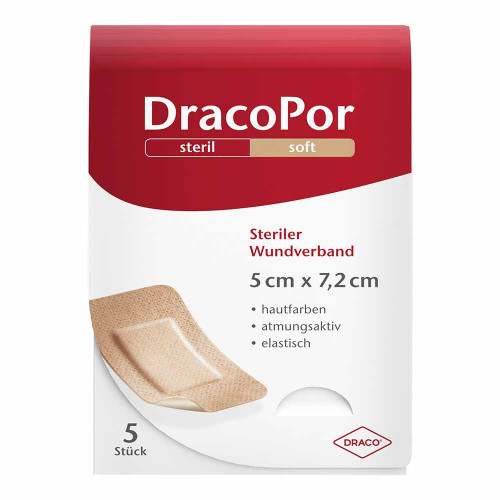 DRACOPOR Wundverband 5x7,2 cm steril hautfarben