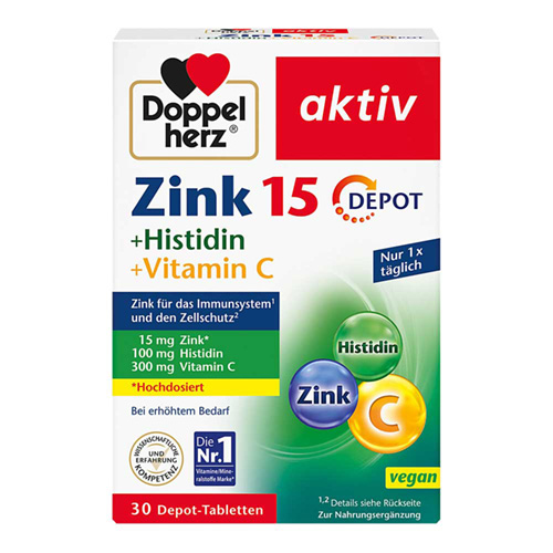DOPPELHERZ Zink 15 mg+Histidin+Vit.C Depot aktiv