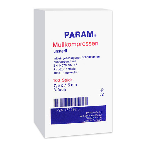 MULLKOMPRESSEN 7,5x7,5 cm unsteril 8fach