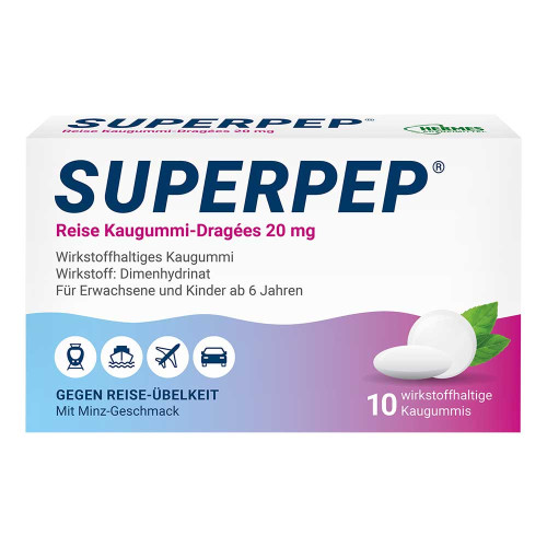 SUPERPEP Reise Kaugummi Dragees 20 mg
