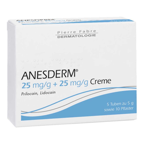 ANESDERM 25 mg/g + 25 mg/g Creme + 10 Pflaster