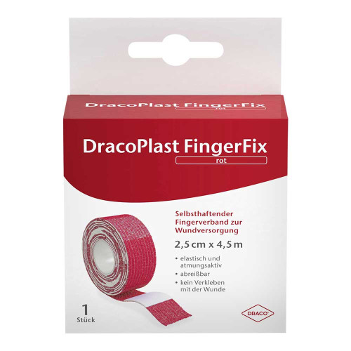 DRACOPLAST FingerFix 2,5 cmx4,5 m m.Wundk.rot