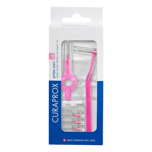 Curaprox Interdental Set Cps 08 mm pink 5 B&uuml;rstchen + 2 St Halter