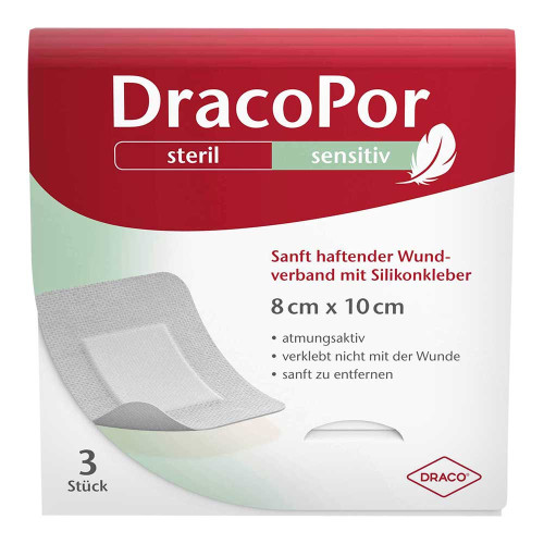 DRACOPOR sensitiv 8x10 cm steril m.Silikonkleber