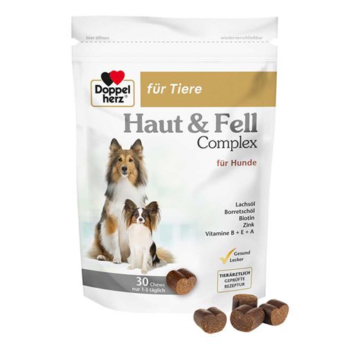DOPPELHERZ f&uuml;r Tiere Haut&Fell Compl.Chews f.Hunde