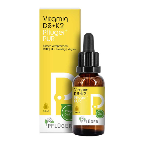VITAMIN D3+K2 Pfl&uuml;ger PUR 500 I.E./25 &mu;g Tropfen