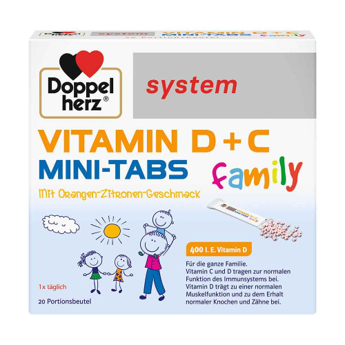 DOPPELHERZ Vitamin D+C Mini-Tabs family system
