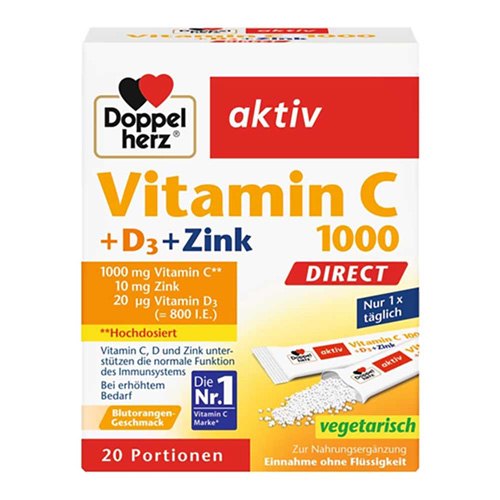 DOPPELHERZ Vitamin C 1000+D3+Zink DIRECT Pellets