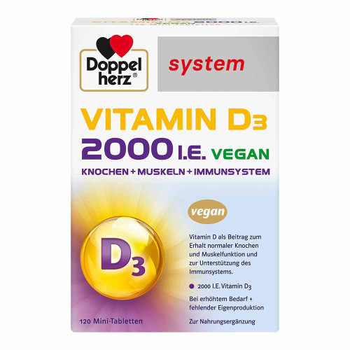 DOPPELHERZ Vitamin D3 2000 I.E. vegan system Tabl.